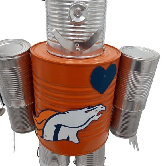 Orange Folk Art Tin Man Sculpture Bronco Horse Wizard Of Oz Reclaimed Recycled R - Picture 12 of 16